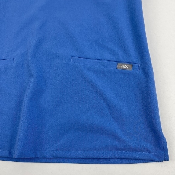 Figs Technical Collection Scrub Top Womens Small Blue Pockets Vneck Short Sleeve - Picture 5 of 8